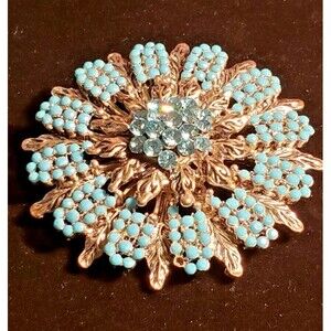 Vintage Turquoise Starburst Brooch/Pin - Loop to wear as pendant - Beautiful EUC